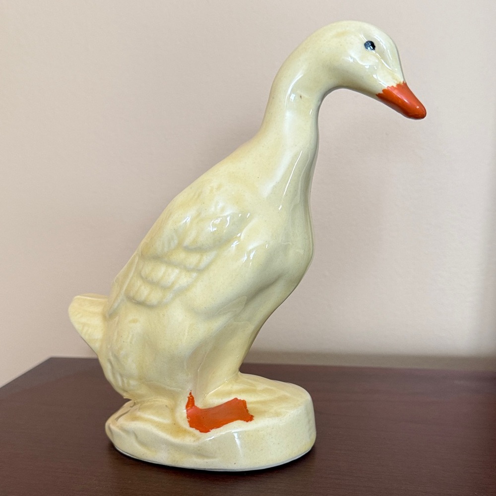 Vintage Yellow Ceramic Duck Planter (#2) likely made by Shawnee Pottery 7.5” USA